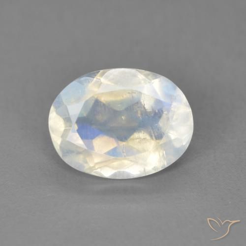 1.60ct Natural Blanco azulado Piedra lunar arcoíris, Ovalada, Transparente