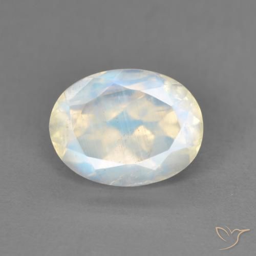 2.00ct Natural Blanco azulado Piedra lunar arcoíris, Ovalada, Transparente