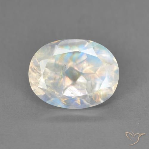 2.15ct Natural Blanco azulado Piedra lunar arcoíris, Ovalada, Transparente