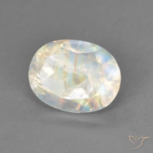 Piedra lunar arcoíris Blanco azulado natural de 2.15 ct, Ovalada, Transparente