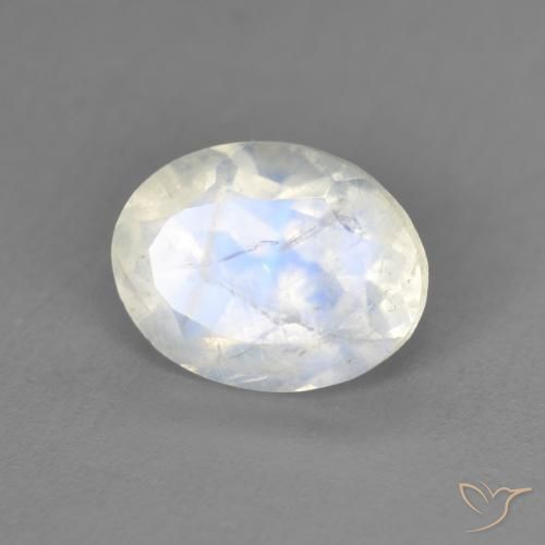 1.94ct Natural Blanco azulado Piedra lunar arcoíris, Ovalada, Transparente