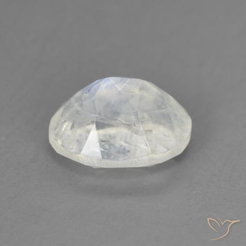 Piedra lunar arcoíris Blanco azulado natural de 1.94 ct, Ovalada, Transparente