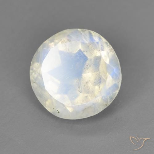 2.38ct Natural Blanco azulado Piedra lunar arcoíris, Redondo, Transparente