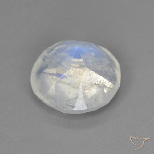 Piedra lunar arcoíris Blanco azulado natural de 2.38 ct, Redondo, Transparente
