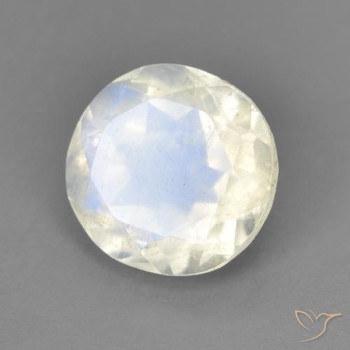 Piedra lunar arcoíris Blanco azulado natural de 2.54 ct, Ovalada, Transparente