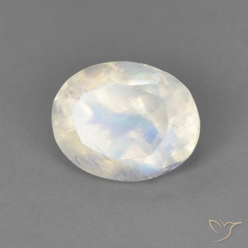 1.90ct Natural Blanco azulado Piedra lunar arcoíris, Ovalada, Transparente