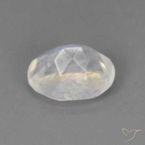 Piedra lunar arcoíris Blanco azulado natural de 1.90 ct, Ovalada, Transparente