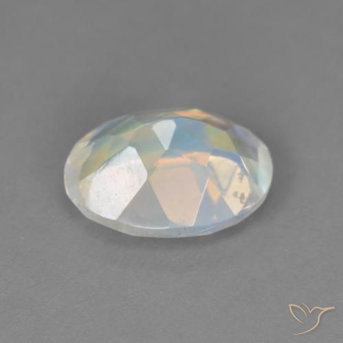 Piedra lunar arcoíris Blanco azulado natural de 1.67 ct, Ovalada, Transparente