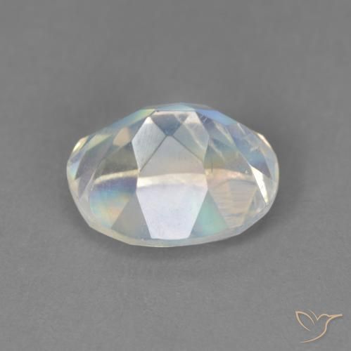 Piedra lunar arcoíris Blanco azulado natural de 2.10 ct, Ovalada, Transparente