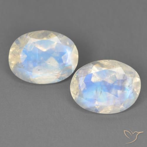 3.10ctw Natural Blanco azulado Piedra lunar arcoíris, Ovalada, Transparente
