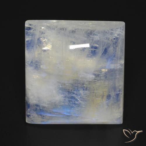42.13ct Natural Blanco azulado Piedra lunar arcoíris, Cuadrado, Transparente