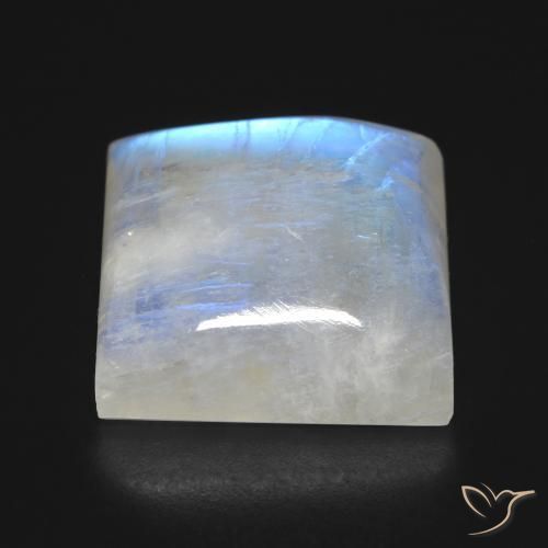 Piedra lunar arcoíris Blanco azulado natural de 42.13 ct, Cuadrado, Transparente