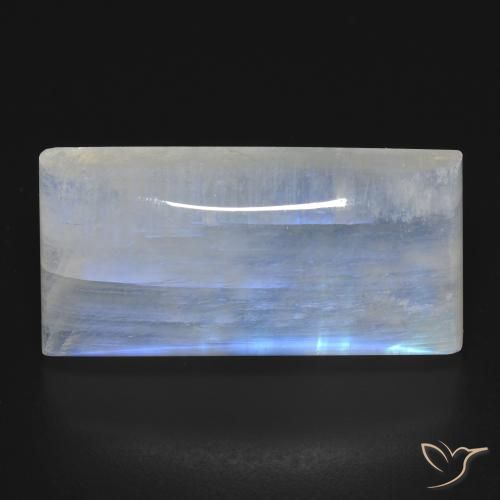 26.11ct Natural Blanco azulado Piedra lunar arcoíris, Corte Baguette, Transparente