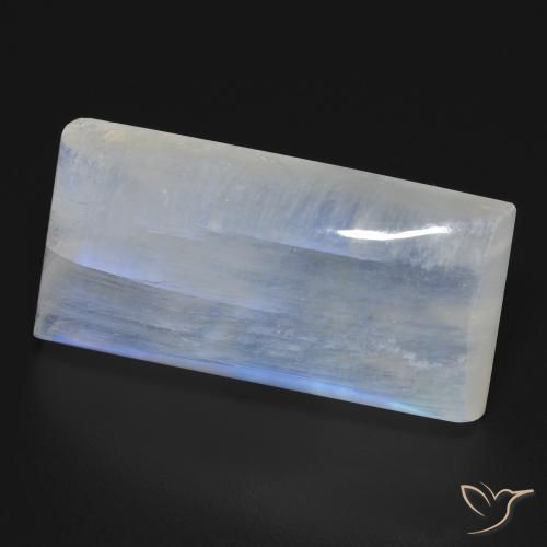 Piedra lunar arcoíris Blanco azulado natural de 26.11 ct, Corte Baguette, Transparente