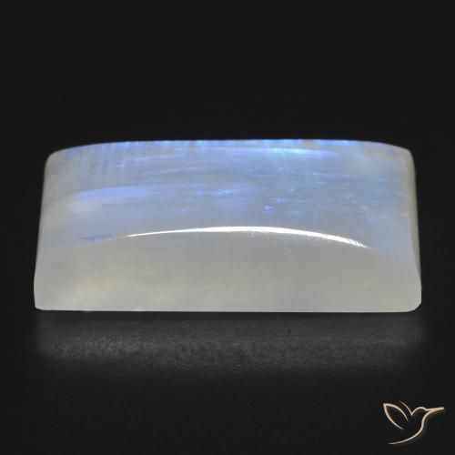 Piedra lunar arcoíris Blanco azulado natural de 26.11 ct, Corte Baguette, Transparente