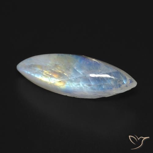 Piedra lunar arcoíris Blanco azulado natural de 7.91 ct, Marquesa, Transparente