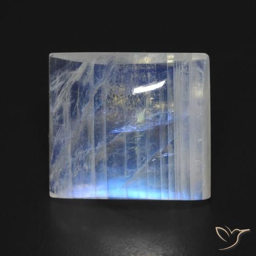 7.62ct Natural Blanco azulado Piedra lunar arcoíris, Corte Baguette, Transparente