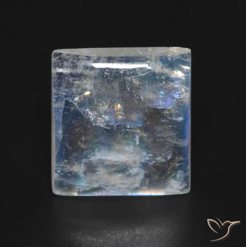 5.32ct Natural Blanco azulado Piedra lunar arcoíris, Cuadrado, Transparente