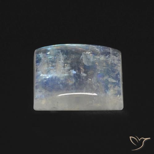 Piedra lunar arcoíris Blanco azulado natural de 5.32 ct, Cuadrado, Transparente