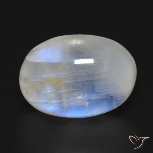 13.76ct Natural Blanco azulado Piedra lunar arcoíris, Ovalada, Transparente