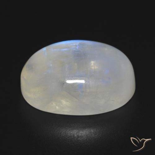 Piedra lunar arcoíris Blanco azulado natural de 13.76 ct, Ovalada, Transparente