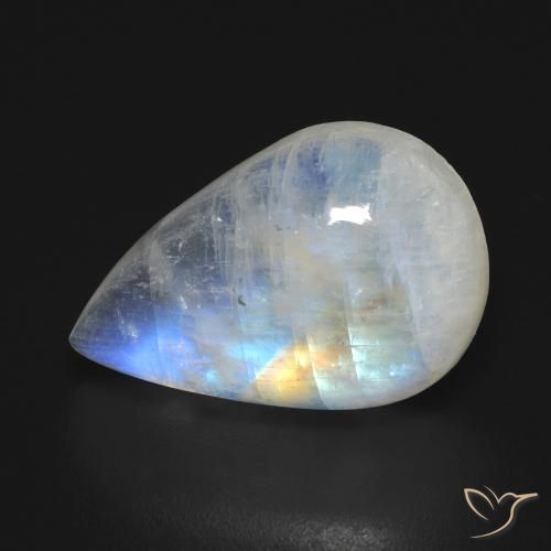 10.37ct Natural Blanco azulado Piedra lunar arcoíris, En forma de pera, Transparente