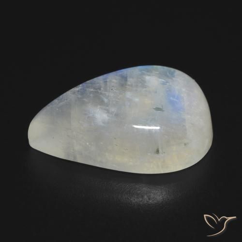 Piedra lunar arcoíris Blanco azulado natural de 10.37 ct, En forma de pera, Transparente