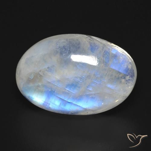 Piedra de luna arcoíris blanco natural de 17,27 ct, corte óvalo, transparente
