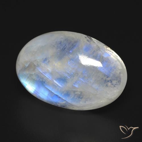 Piedra de luna arcoíris blanco natural de 17,27 ct, corte óvalo, transparente