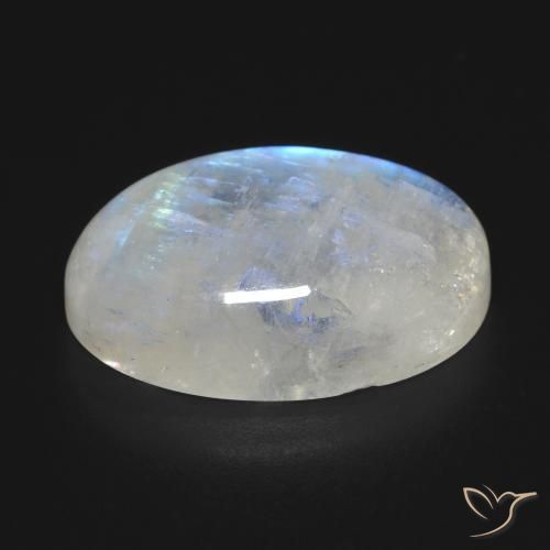 Piedra de luna arcoíris blanco natural de 17,27 ct, corte óvalo, transparente