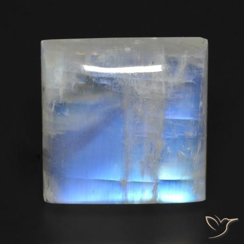 23.18ct Natural Blanco azulado Piedra lunar arcoíris, Cuadrado, Transparente