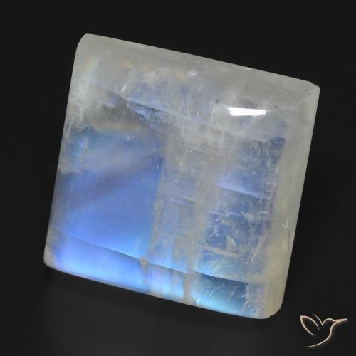 Piedra lunar arcoíris Blanco azulado natural de 23.18 ct, Cuadrado, Transparente