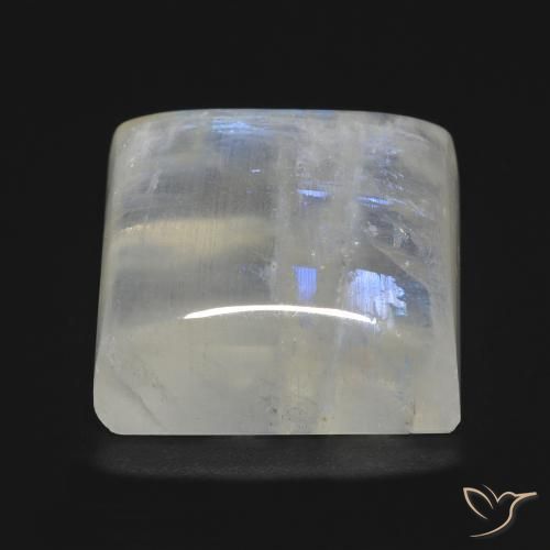 Piedra lunar arcoíris Blanco azulado natural de 23.18 ct, Cuadrado, Transparente