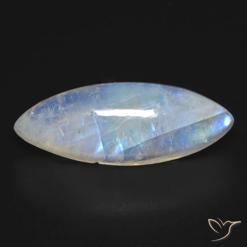 Piedra lunar arcoíris Blanco azulado natural de 10.03 ct, Marquesa, Transparente