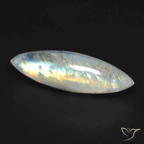 Piedra lunar arcoíris Blanco azulado natural de 6.60 ct, Marquesa, Transparente