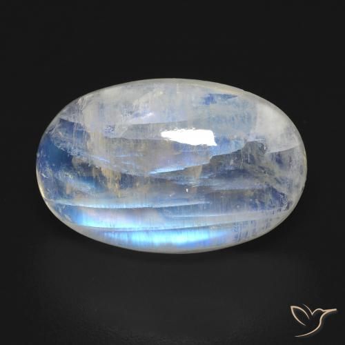 12.34ct Natural Blanco azulado Piedra lunar arcoíris, Ovalada, Transparente