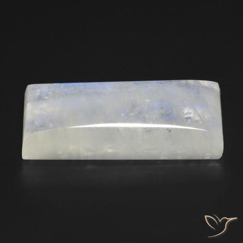 Piedra lunar arcoíris Blanco azulado natural de 27.29 ct, Corte Baguette, Transparente