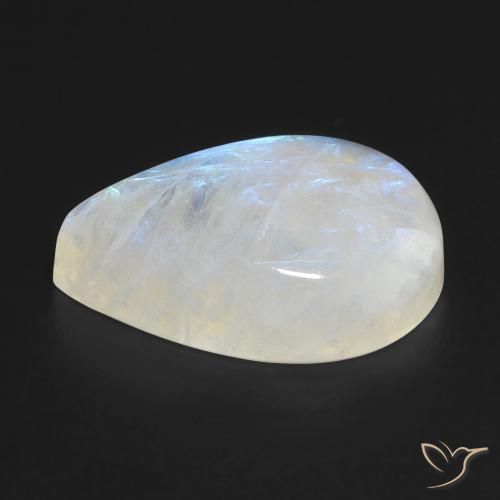 Piedra lunar arcoíris Blanco azulado natural de 12.31 ct, En forma de pera, Transparente