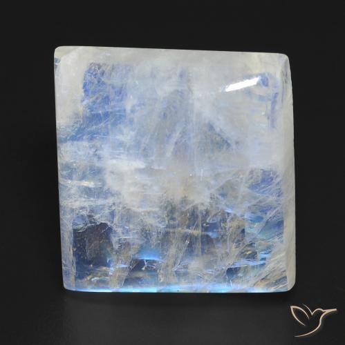 19.23ct Natural Blanco azulado Piedra lunar arcoíris, Cuadrado, Transparente
