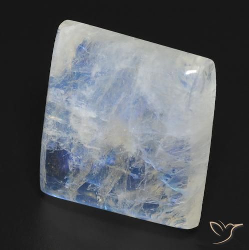 Piedra lunar arcoíris Blanco azulado natural de 19.23 ct, Cuadrado, Transparente