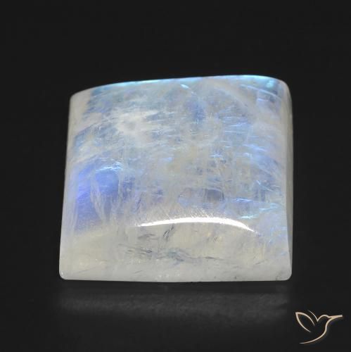 Piedra lunar arcoíris Blanco azulado natural de 19.23 ct, Cuadrado, Transparente