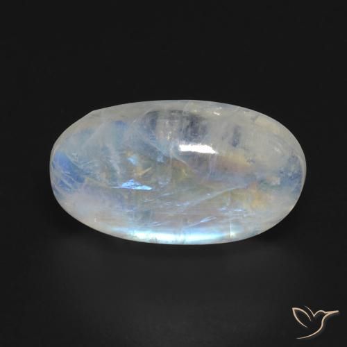 8.60ct Natural Blanco azulado Piedra lunar arcoíris, Ovalada, Transparente