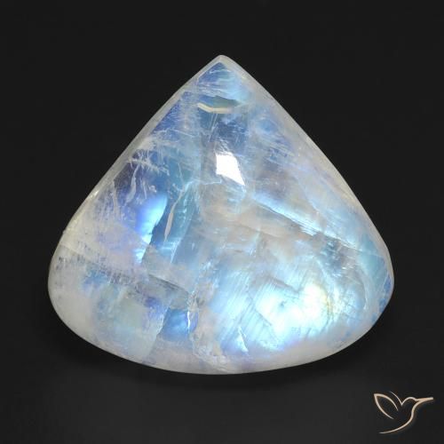 13.53ct Natural Blanco azulado Piedra lunar arcoíris, En forma de pera, Transparente