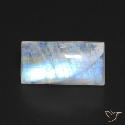 6.47ct Natural Blanco azulado Piedra lunar arcoíris, Corte Baguette, Transparente