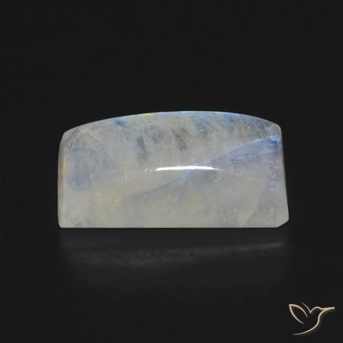 Piedra lunar arcoíris Blanco azulado natural de 6.47 ct, Corte Baguette, Transparente
