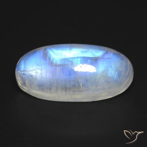 Piedra de luna arcoíris blanco natural de 12,12 ct, corte óvalo, transparente