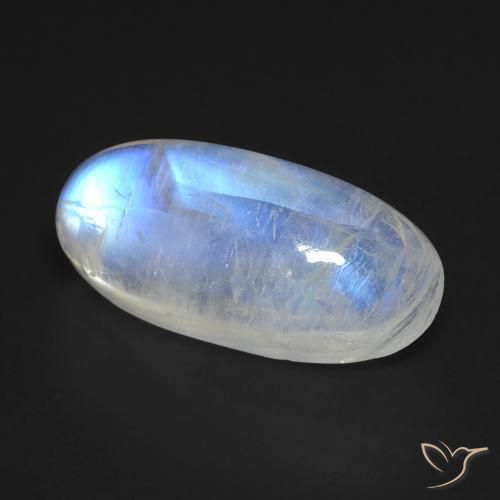 Piedra de luna arcoíris blanco natural de 12,12 ct, corte óvalo, transparente