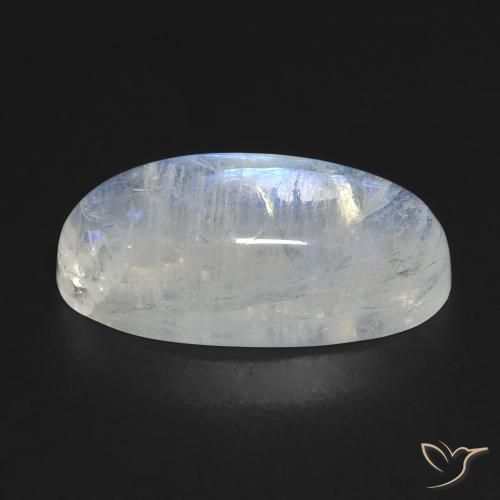 Piedra de luna arcoíris blanco natural de 12,12 ct, corte óvalo, transparente