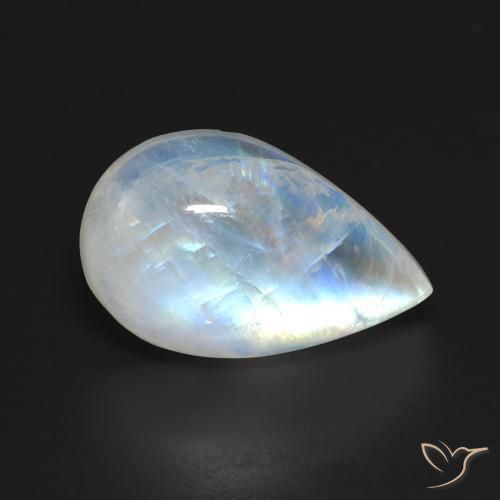 13.14ct Natural Blanco azulado Piedra lunar arcoíris, En forma de pera, Transparente