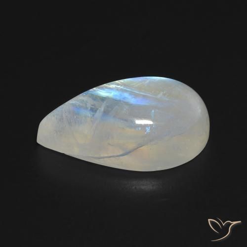 Piedra lunar arcoíris Blanco azulado natural de 13.14 ct, En forma de pera, Transparente